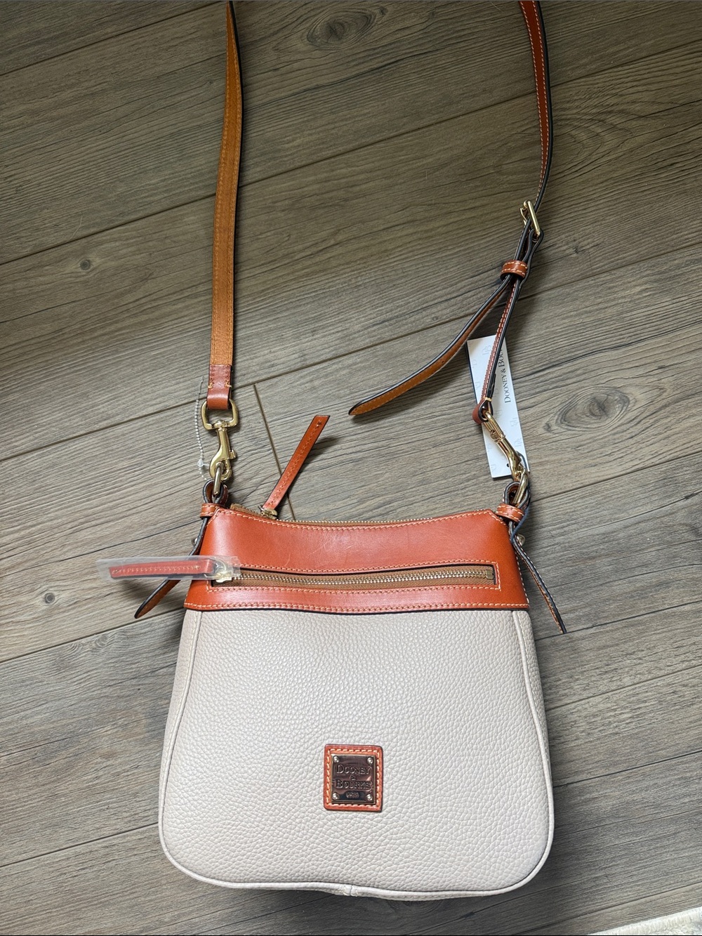 Dooney & Bourke Cream Crossbody with Saddle Trim
